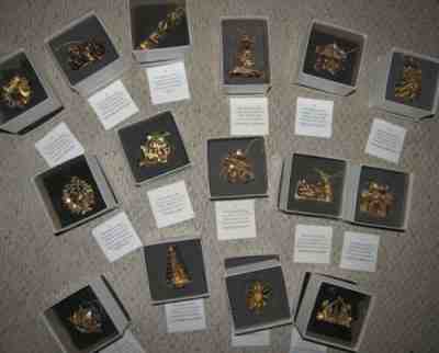 2000-2013 Collection DANBURY MINT 23kt Gold ANNUAL CHRISTMAS ORNAMENTS