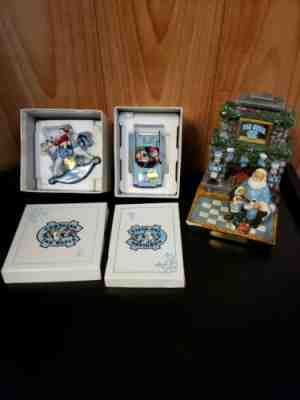 Set Of 2 UNC Tarheels Danbury Mint Christmas Ornaments 2007 2010 BNIB And Santas