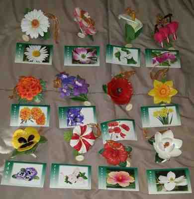 Lot RARE Danbury Mint Delicate Flower Cold-Cast Porcelain Ornaments Set of 24