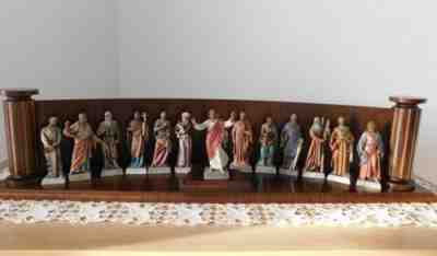 Danbury Mint Christ and the 12 Apostles Hand Painted Pewter with Wooden Display