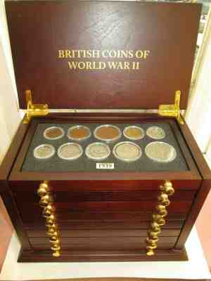 COMPLETE BRITISH COINS OF WORLD WAR II 1939 - 1945 BOXED SET COINS DANBURY MINT