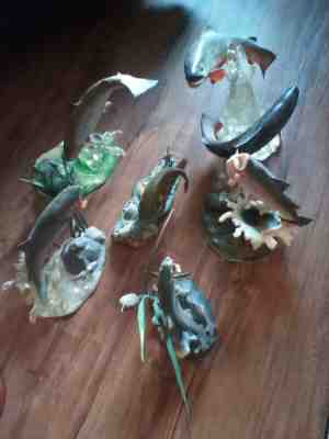 Danbury Mint Trout Sculptures * Estate Item * Sold as One  Lot of 7 Pieces 