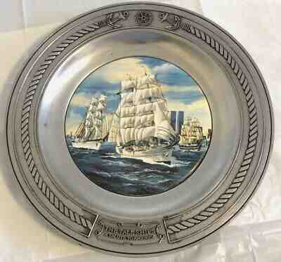 Bicentennial Tall Ships Salute To America TWIN TOWERS Pewter Plate DANBURY MINT