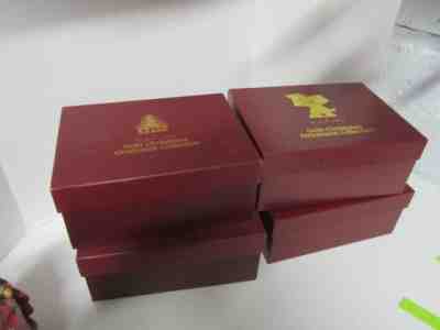 LOT DANBURY MINT GOLD CHRISTMAS ORNAMENTS 1983,1985,1986 & 1987 IN RED BOXES