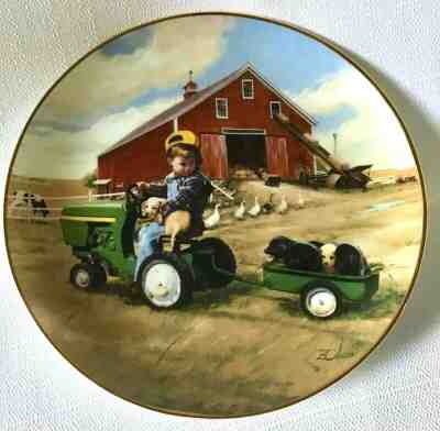 Little Farmhands Tractor Ride John Deere Danbury Mint 8" Plate by Donald Zolan