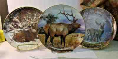 Vintage DANBURY MINT Wildlife Collector Plates - Deer & Elk - lot of 3 plates