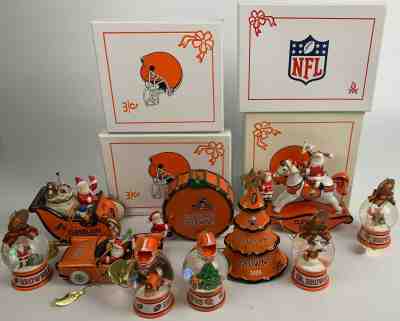 DANBURY MINT NFL Cleveland Browns Christmas Ornaments Lot of 10 2007 08 09 10 11