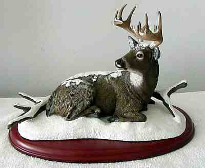 Danbury Mint "WINTER STAG" White Tail Deer Collection Figurine~Bob Travers~10" 