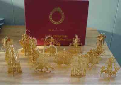 Danbury Mint 1982 Gold Christmas Ornament Collection w/Box -- Set of 12