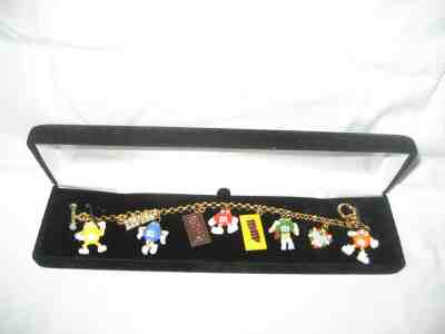 M&M'S-  "THE DANBURY MINT"  M&M CHARM BRACELET-  NEW IN BLACK VELVET BOX  