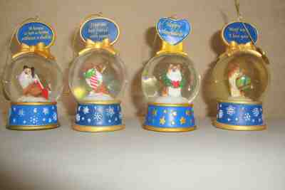 Danbury Mint Sheltie Snow Globe Ornament Collection Lot Of 4