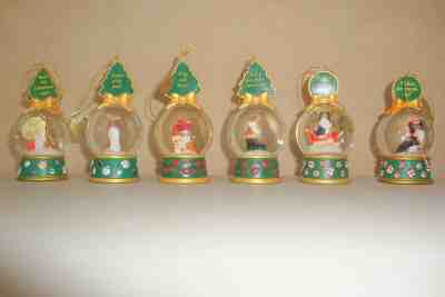 Danbury Mint Sheltie Snow Globe Ornament Collection Lot Of 6