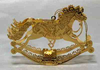 Danbury Mint 23K Gold Plated Christmas 1990 Rocking Horse Ornament