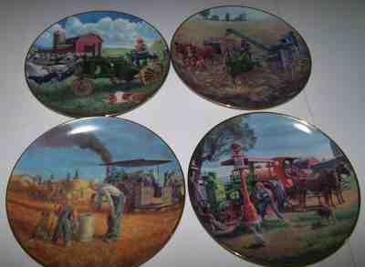 Danbury Mint Farmland Memories 1995, Lot of 4 plates. John Deere Tractor. 