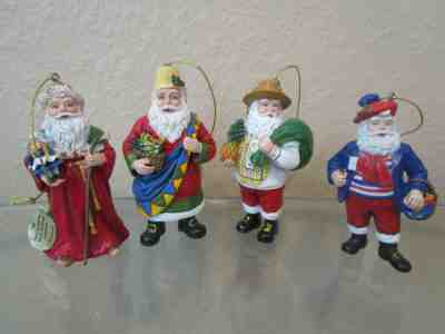 DANBURY MINT SANTAS AROUND THE WORLD SET OF 4 CHRISTMAS ORNAMENTS