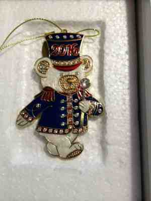 RARE Danbury Mint Annual 2016 Teddy Bear Christmas Crystals Ornament
