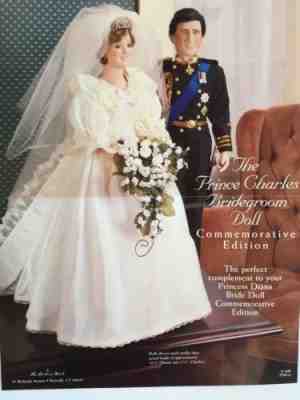 Danbury Mint Princess Diana Bride And Prince Charles Groom Porcelain 20” Dolls