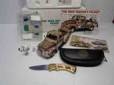 DANBURY MINT 1953 CHEVROLET DEER HUNTER'S PU+FRAKLIN MINT DEER SCENE KNIFE NIB 