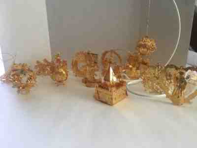 Danbury Mint 2000 Gold Christmas Ornament Collection w/Box -- Set of 12
