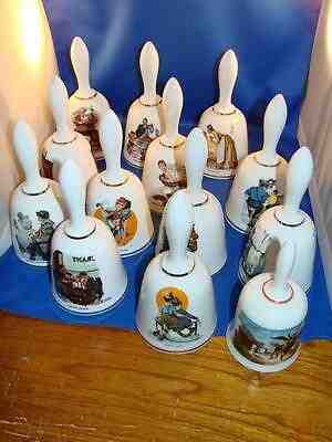 Lot of 12 Norman Rockwell Limited Edition Bell Series The Danbury Mint Plus One