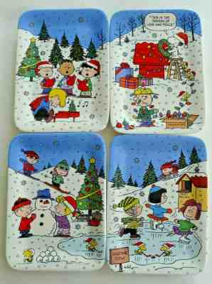 Danbury Mint -Peanuts -Christmas w/ Charlie Brown Panoramic 4 Plate Collection -