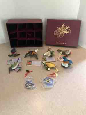 Danbury Mint Bird Ornament Collection -7 Birds With Keepsake Box-some With Cards