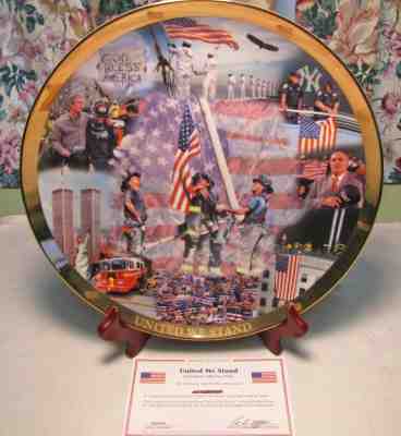 United We Stand 12" Danbury Mint Porcelain Commemoriative 911 Collector Plate 