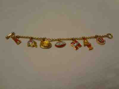 Danbury Mint Nebraska College football charm bracelet
