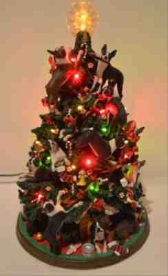 Danbury Mint Boston Terrier Dog Christmas Tree Lighted Figurine