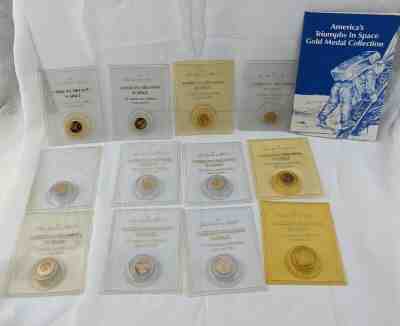 Danbury Mint Triumphs of America in Space Medals Set of 12 14K gold