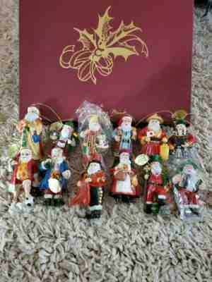 DANBURY MINT "SANTA AROUND THE WORLD" TREE ORNAMENTS-12 PIECE-Orig Box Holiday 