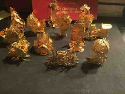 Vintage Danbury 1993 Mint Gold Christmas Ornament Collection Complete