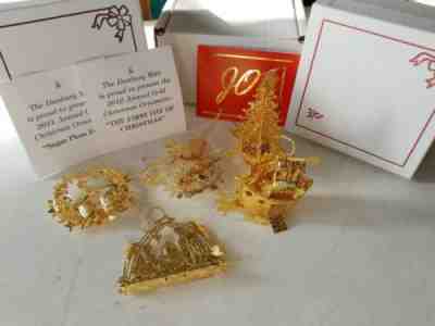 Lot of 5 Danbury Mint Annual Gold Christmas Ornaments Fairy Manger Noah's Ark