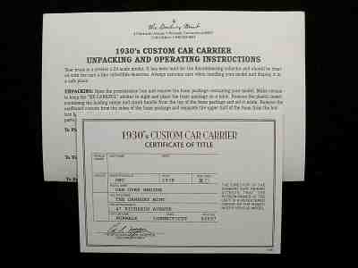 PAPERWORK SET - DANBURY MINT 1938 GMC CUSTOM CAR CARRIER