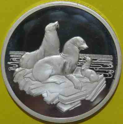 1973 SEA LION Silver Medal American Wildlife Collection. Danbury Mint England.