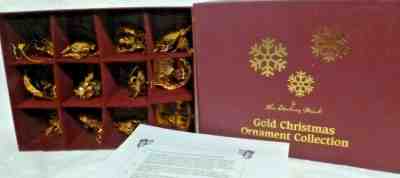Set of 12 + 1 Danbury Mint 2014 Gold Christmas Ornaments with Box 