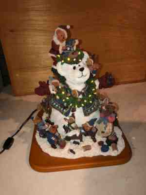 NEW Boxed Danbury Mint Lighted Boyd Bears Snow Bears Christmas with COA 12" High
