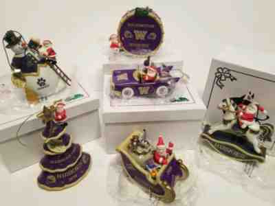 The Danbury Mint University of Washington Huskies Christmas ornaments lot of 6