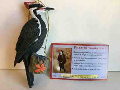 Danbury Mint Songbird PILEATED WOODPECKER Christmas Ornament Song Bird Tag Card