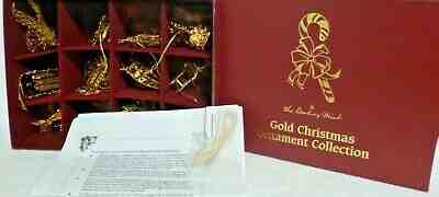 Set of 12 Danbury Mint 2007 Gold Christmas Ornaments with Box 