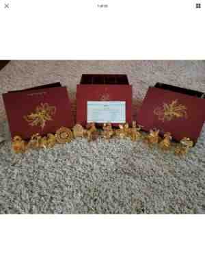 NEW2004-09  DANBURY MINT GOLD CHRISTMAS ORNAMENT COLLECTION SET 12 PIECES-BOXED 