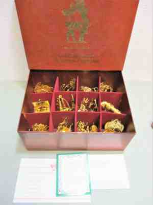 12 pc Set The Danbury Mint 1992 Gold Christmas Ornament Collection 20Kt Gold Plt