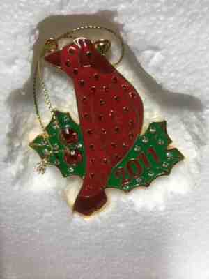 DANBURY MINT 2011 ANNUAL Christmas Cardinal  SWAROVSKI CRYSTALS ORNAMENT New