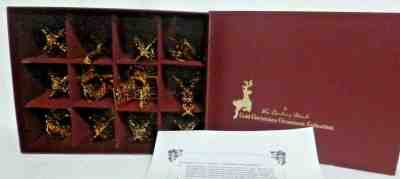 Danbury Mint 1984 Gold Christmas Ornaments Set of 13 with Box 