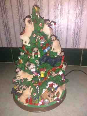 Danbury Mint Pug Puppy Dog Christmas Tree Lights Up