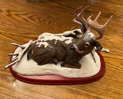 Danbury Mint "WINTER STAG" White Tail Deer Collection Figurine~Bob Travers~