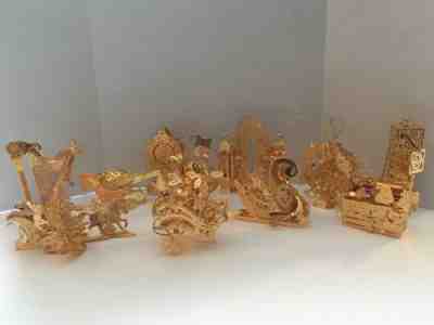Danbury Mint 1999 Gold Christmas Ornament Collection w/Box -- Set of 11