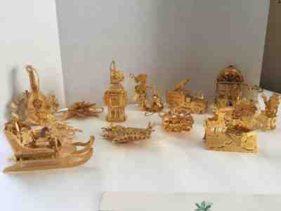 Danbury Mint 1998 Gold Christmas Ornament Collection w/Box -- Set of 12