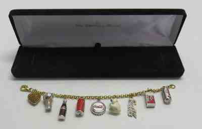 COCA COLA Charm Bracelet - Danbury Mint - 7 1/2" - 24 Gold Plated Coke Charms
