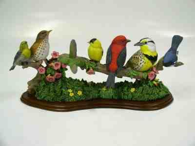 Danbury Mint "Summer Harmony" by Bob Guge Birds On Branch Bird Figurines w/box 